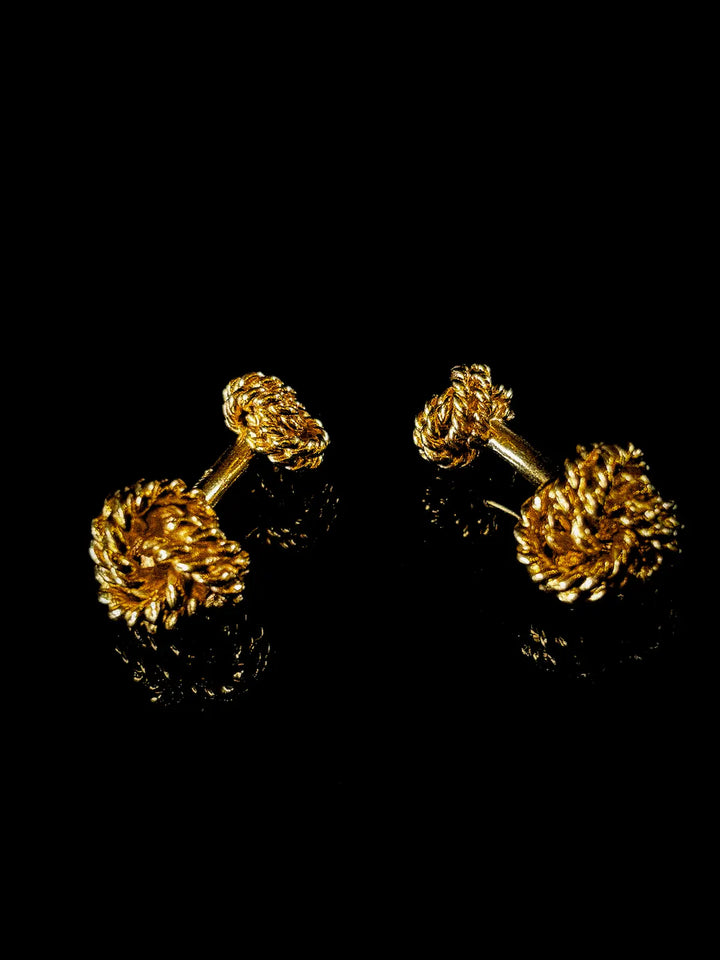 Vintage 14ct Yellow Gold Woven Knot Design Cufflinks