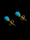 9ct Yellow Gold Turquoise Bead Stud Earrings