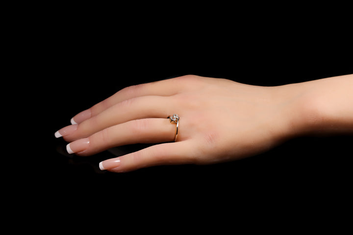 18ct Gold Two Stone Old Cut Diamond Twist Ring