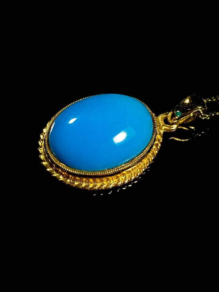 9ct Yellow Gold Oval Turquoise Pendant