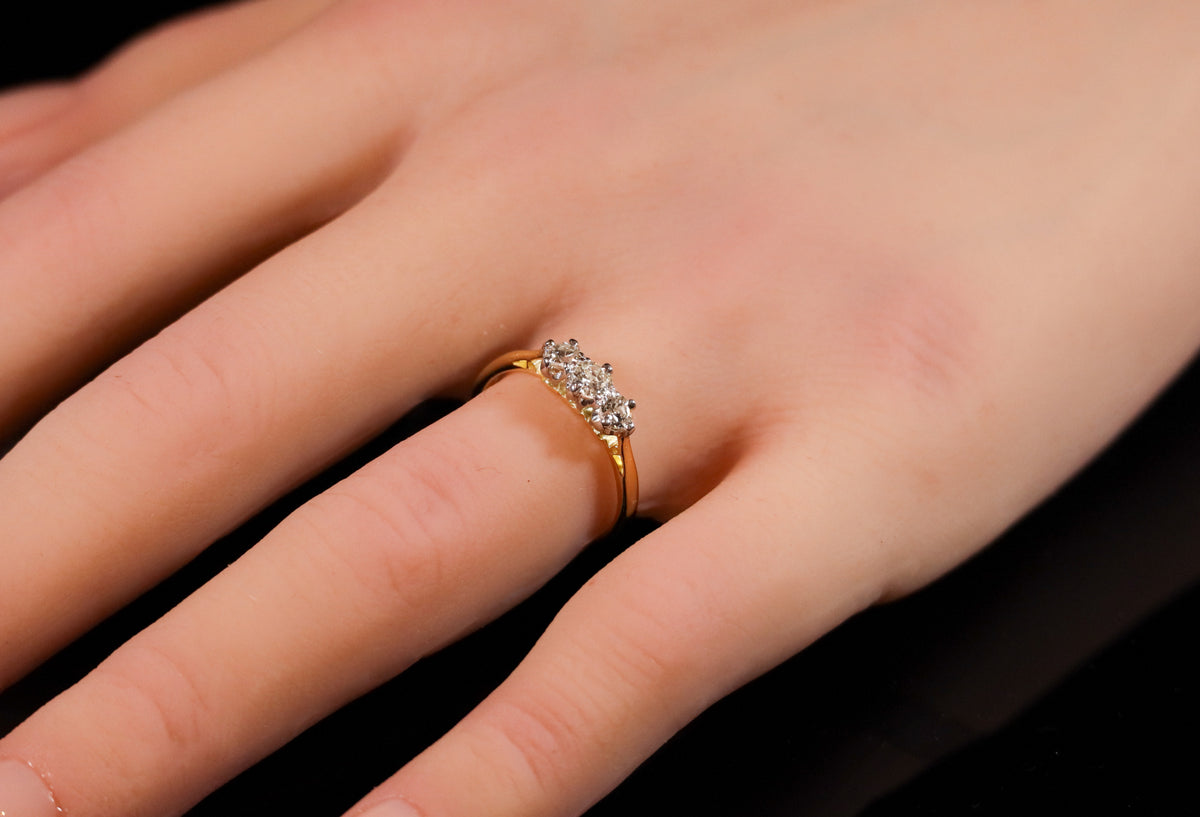 18ct Gold and Platinum Three Stone Diamond Ring