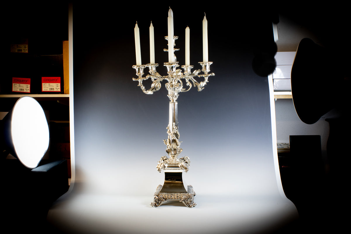 Victorian continental silver plated candelabra