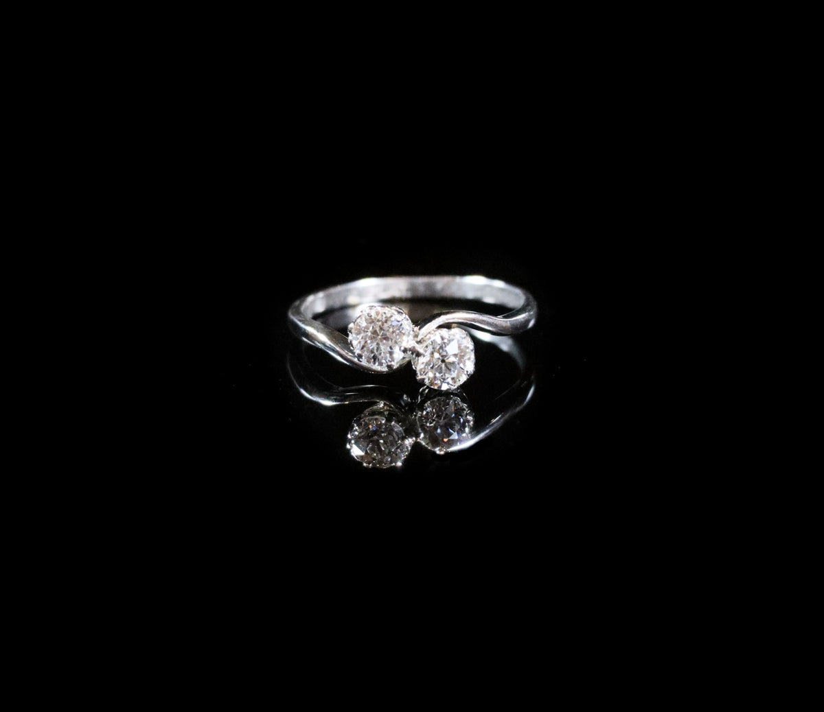 Platinum Diamond Two Stone Twist Ring