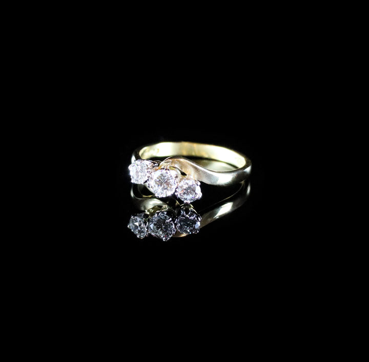 18ct Gold Three Stone Diamond Twist Ring