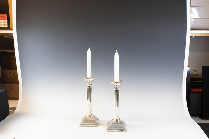 Pair of sterling silver candlesticks