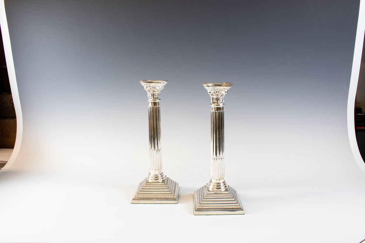 Pair of sterling silver candlesticks
