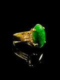 Vintage 18ct Yellow Gold Jade and Diamond Set Ring