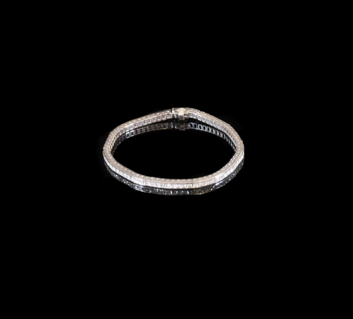18ct White Gold Diamond Channel Set Line Bracelet