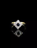 Vintage 18ct Gold Sapphire and Diamond Art Deco Style Cluster Ring