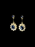 18ct Yellow Gold Sapphire and Diamond Cluster Drop Earrings
