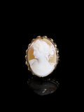 Vintage 9ct Gold Oval Cameo Brooch with Rope Twist Edge