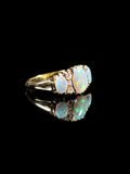 18ct Yellow Gold Three Stone Opal and Diamond Dress Ring