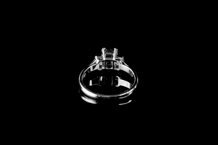 Platinum Three Stone Diamond and 1.00ct Pink Sapphire Ring
