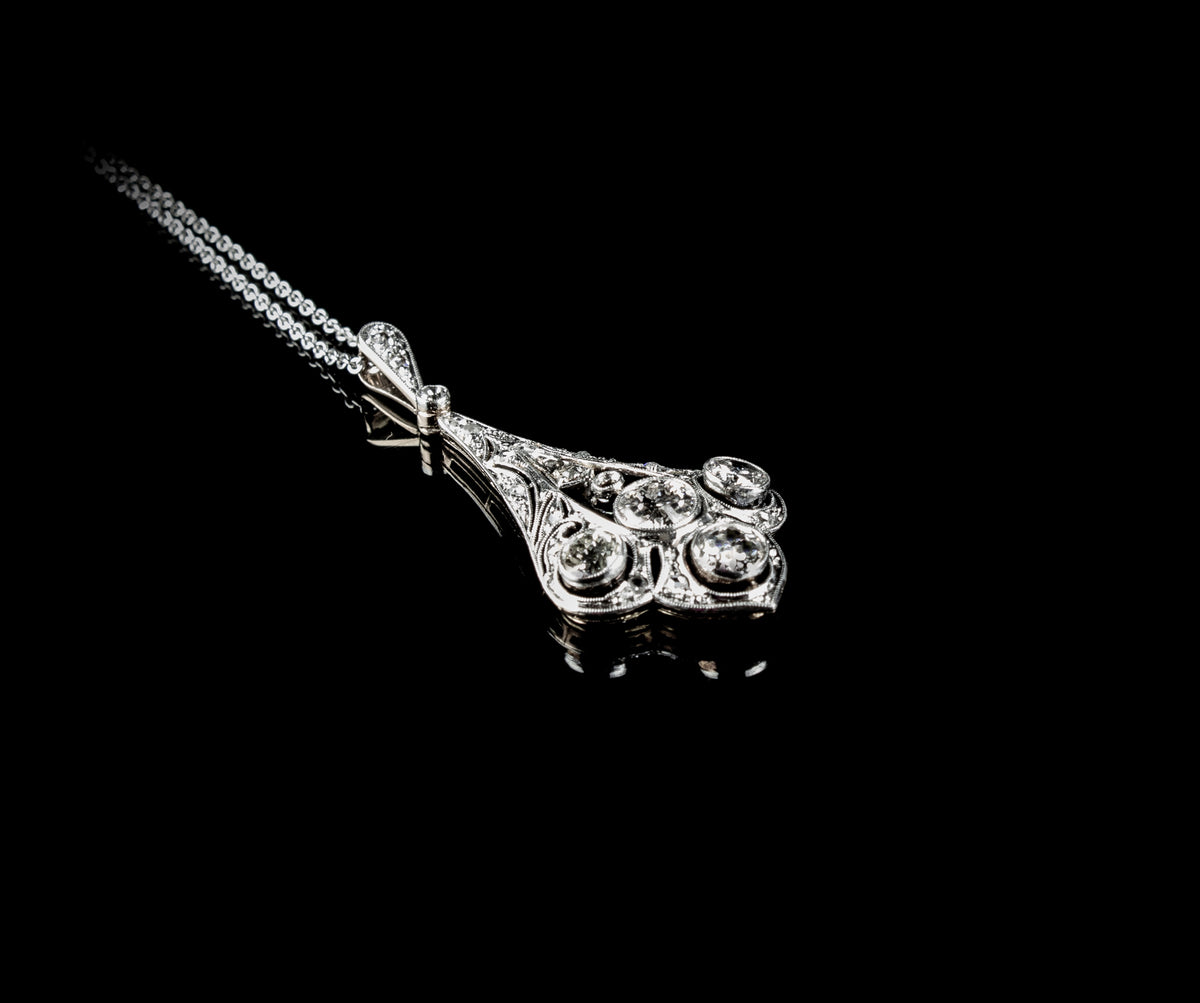 Antique 18ct Gold and Platinum 1.15ct Diamond Pendant, Circa 1915