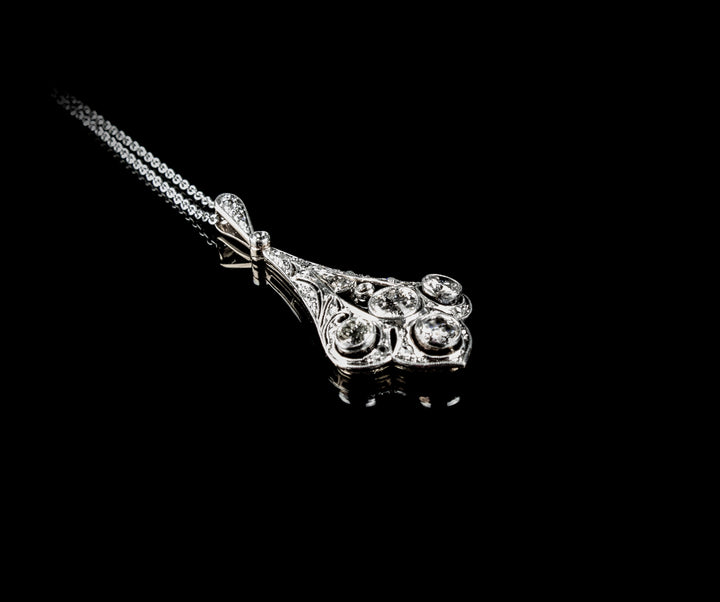 Antique 18ct Gold and Platinum 1.15ct Diamond Pendant, Circa 1915