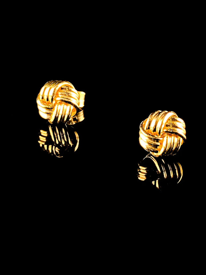 18ct Yellow Gold Textured Knot Earrings