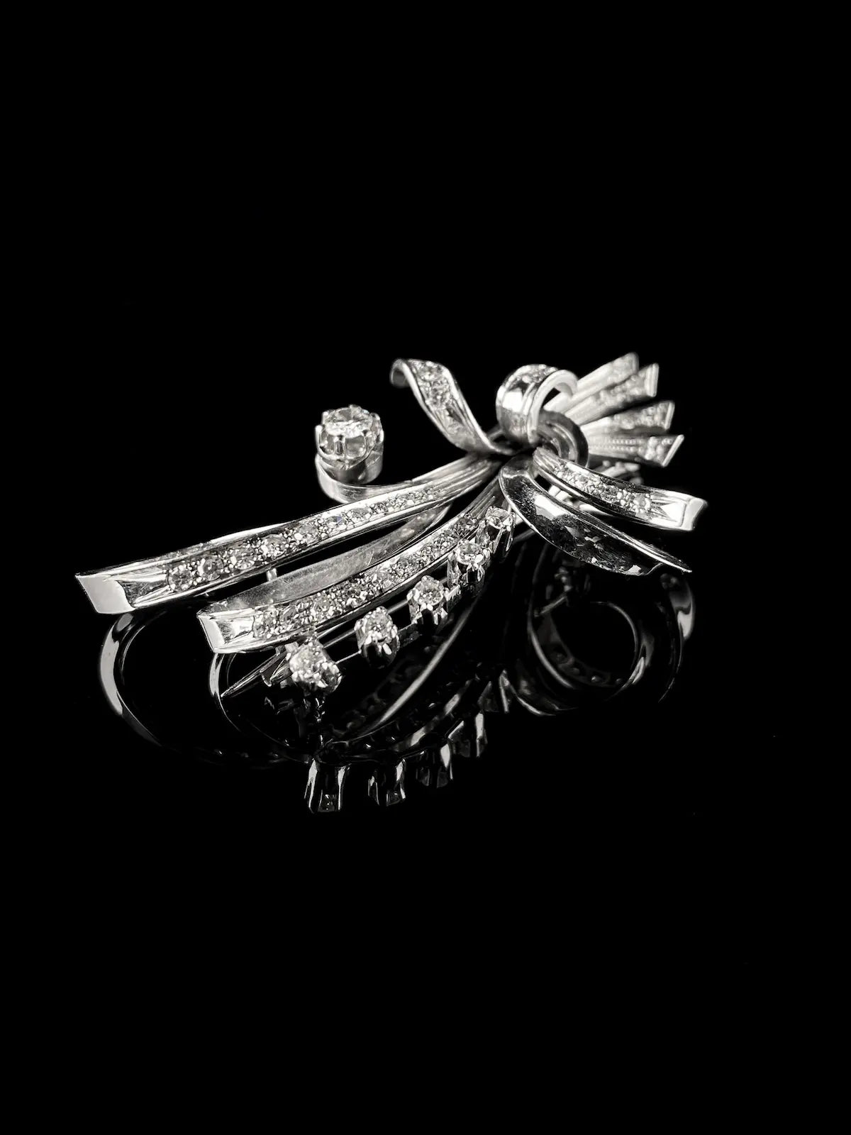 Vintage 18ct White Gold Diamond Spray Brooch
