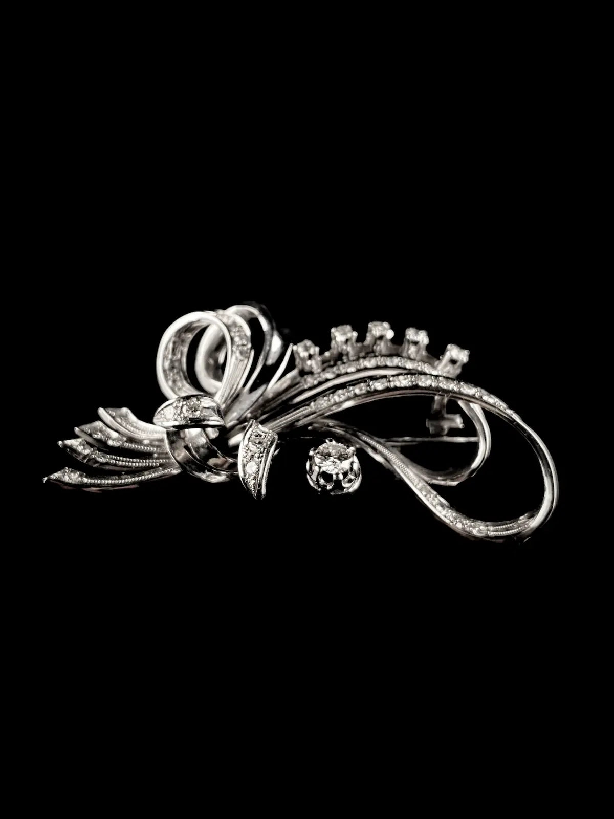 Vintage 18ct White Gold Diamond Spray Brooch