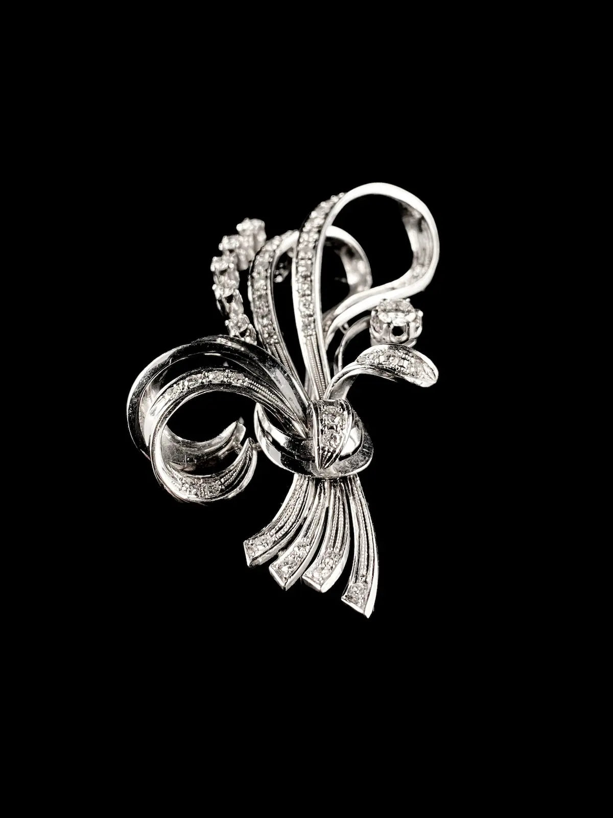 Vintage 18ct White Gold Diamond Spray Brooch