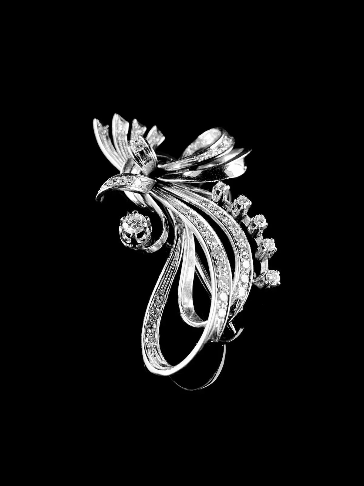 Vintage 18ct White Gold Diamond Spray Brooch