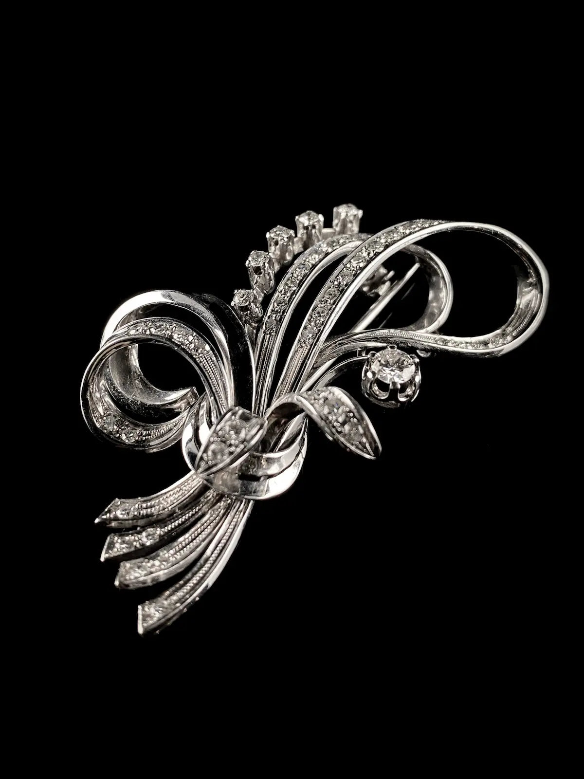 Vintage 18ct White Gold Diamond Spray Brooch