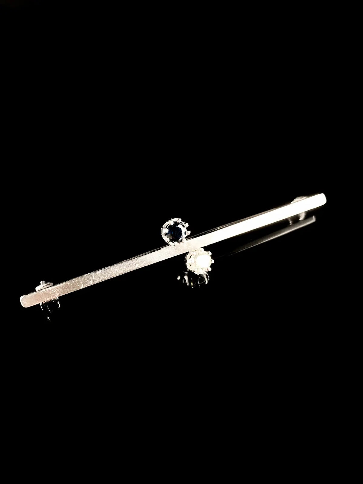 Vintage Platinum Diamond and Sapphire Bar Brooch by Cropp &Farr