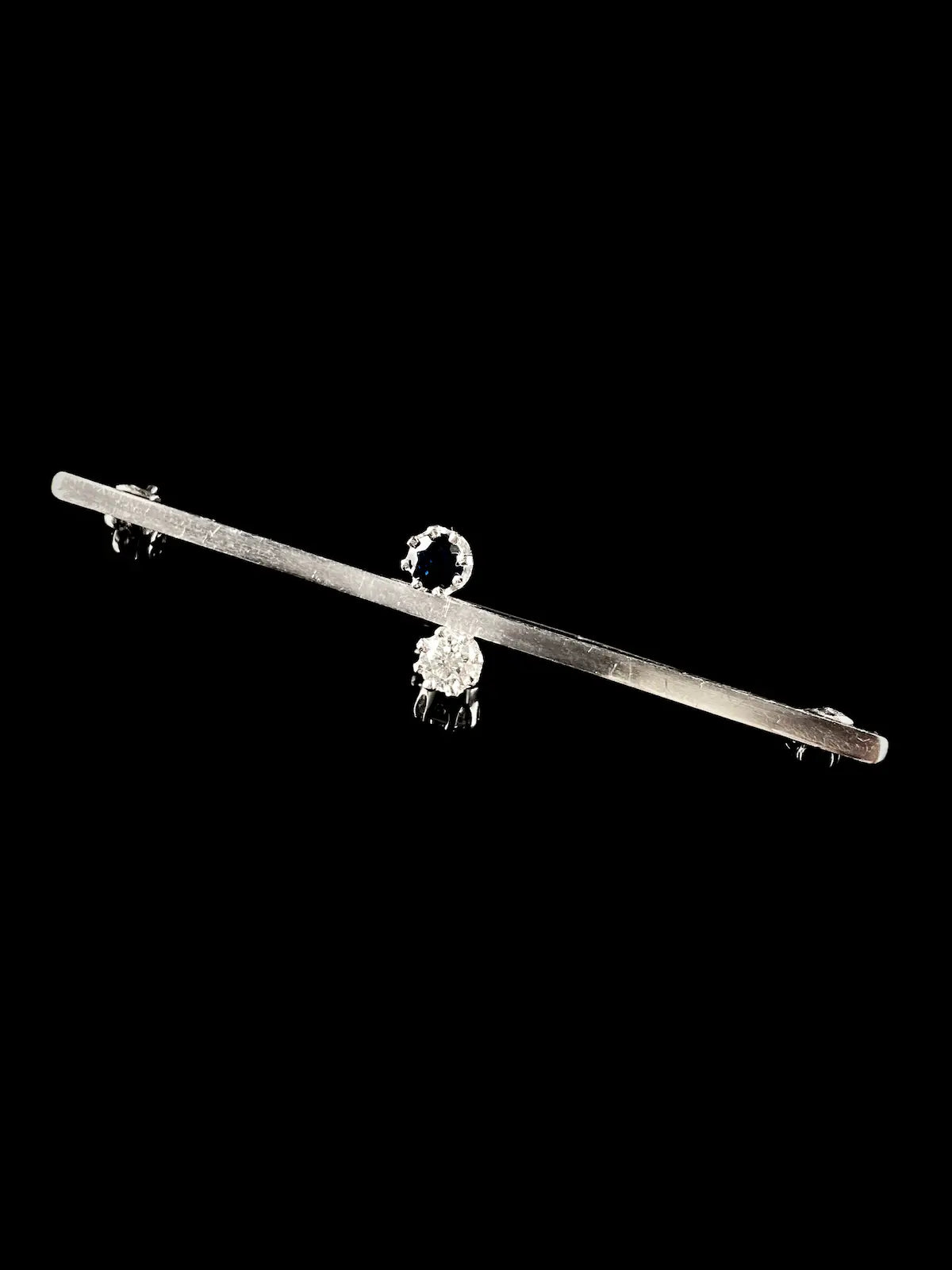 Vintage Platinum Diamond and Sapphire Bar Brooch by Cropp &Farr