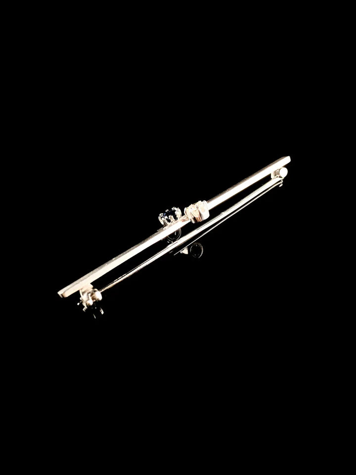 Vintage Platinum Diamond and Sapphire Bar Brooch by Cropp &Farr