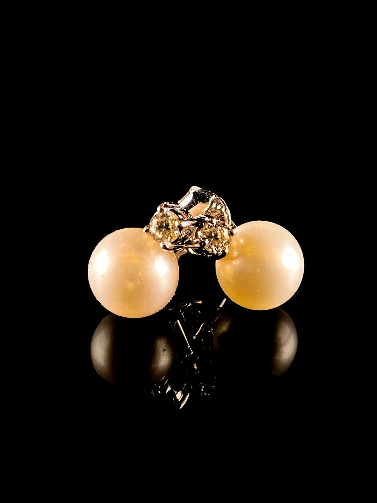 18ct White Gold Pearl and Diamond Stud Earrings, 0.20ct