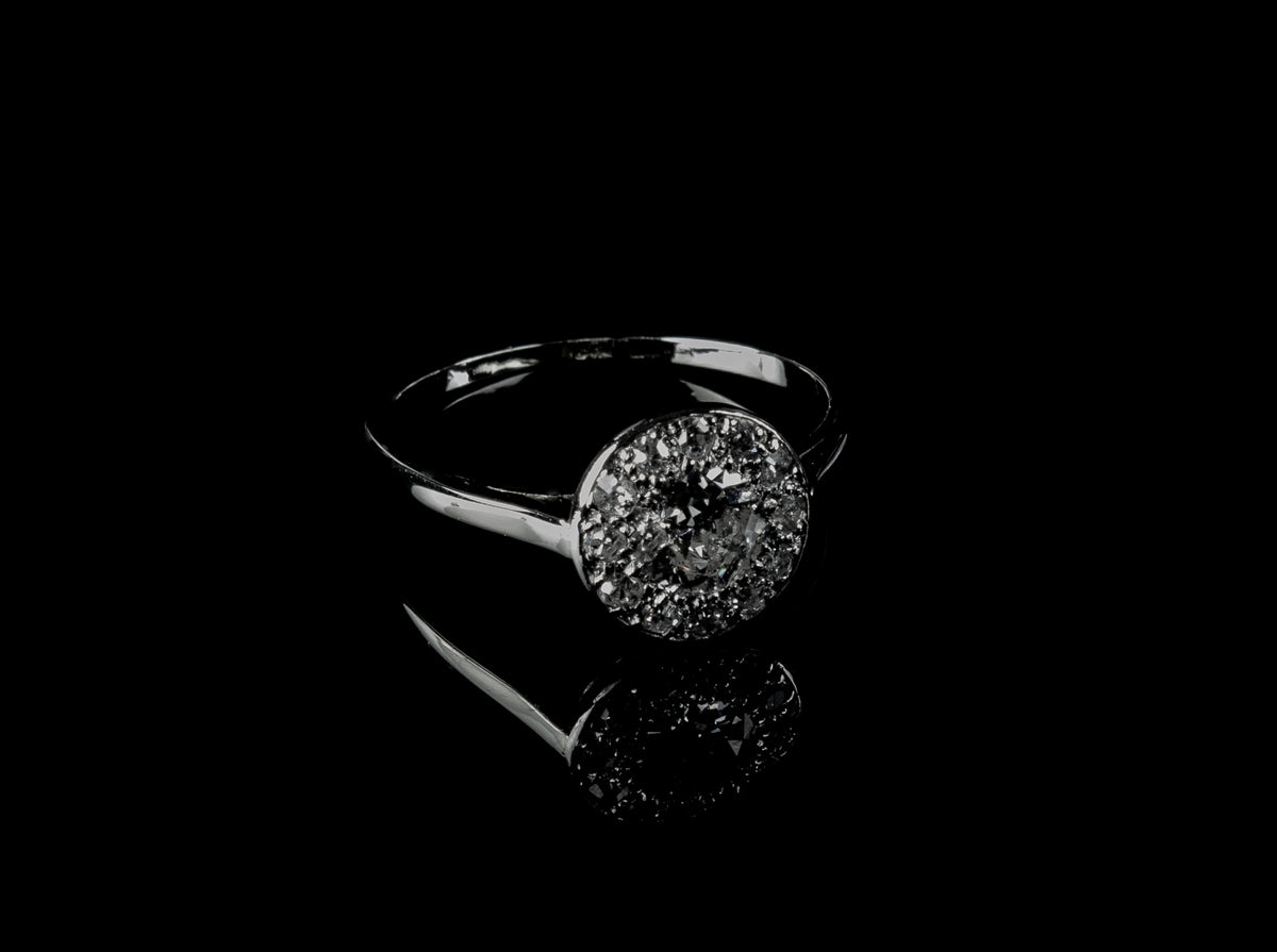18ct White Gold Old Cut 0.80ct Diamond Cluster Ring, Circa 1940