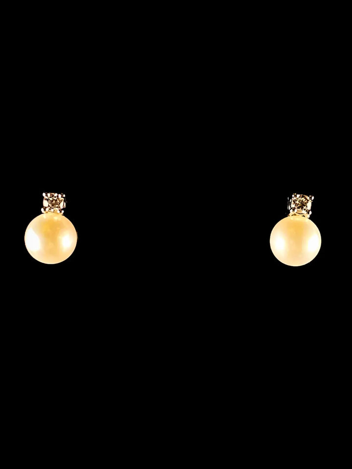 18ct White Gold Pearl and Diamond Earrings, 0.16ct