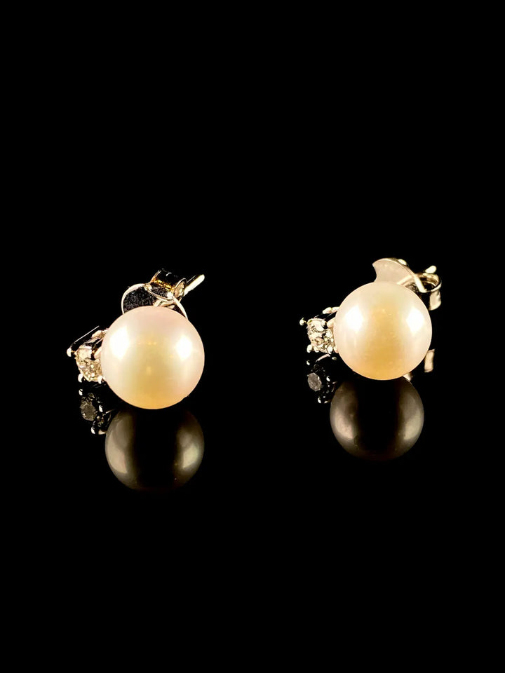 18ct White Gold Pearl and Diamond Earrings, 0.16ct