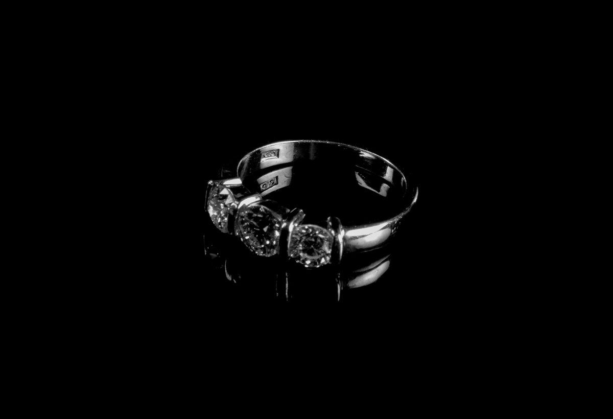 Platinum Three Stone 0.70ct Diamond Ring, London 2005