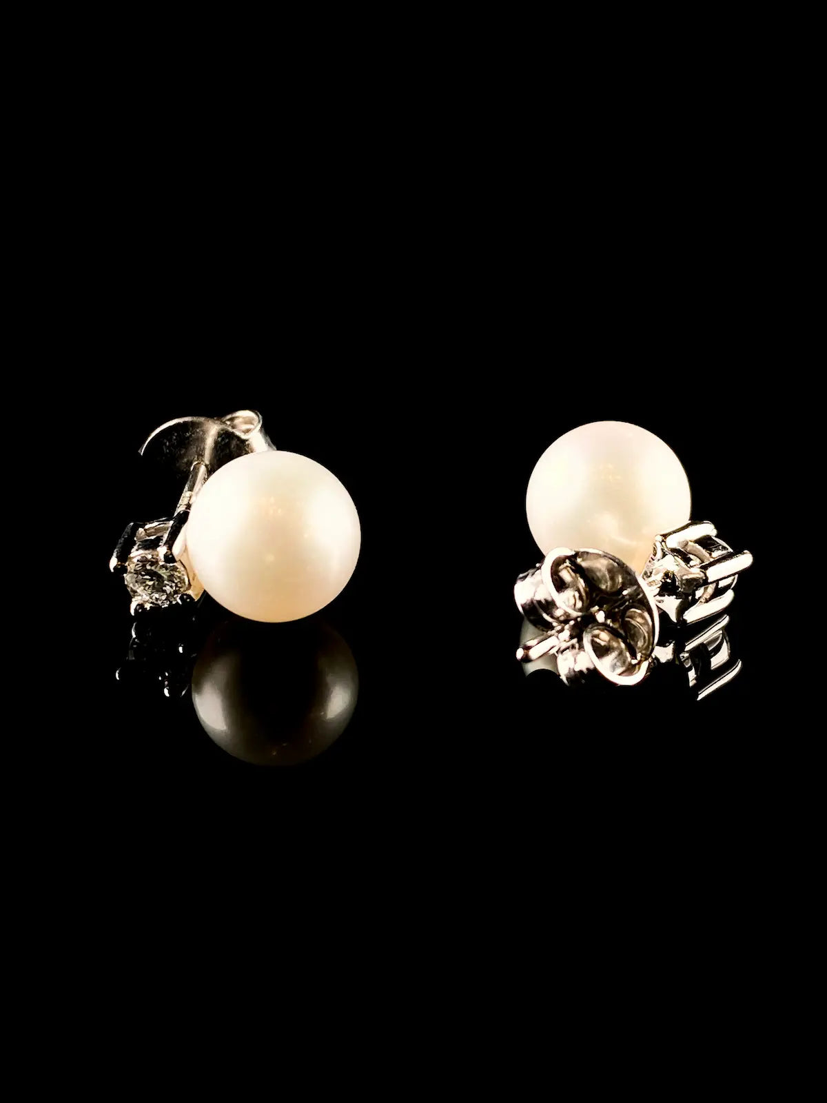 18ct White Gold Pearl and Diamond Earrings, 0.16ct