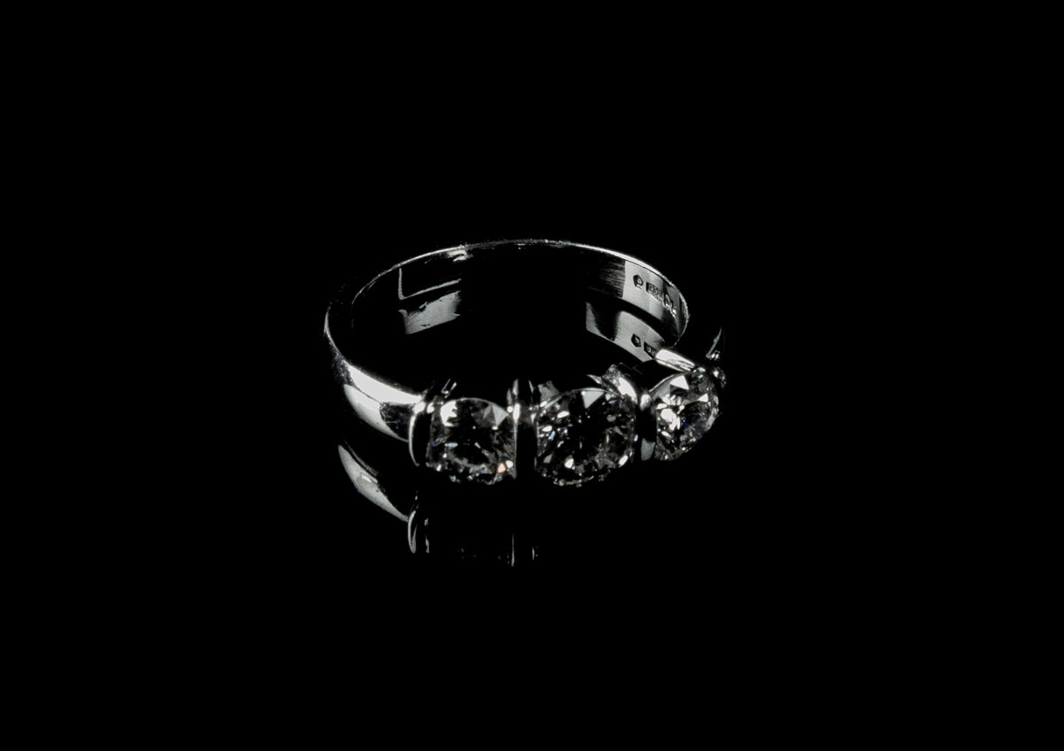 Platinum Three Stone 0.70ct Diamond Ring, London 2005