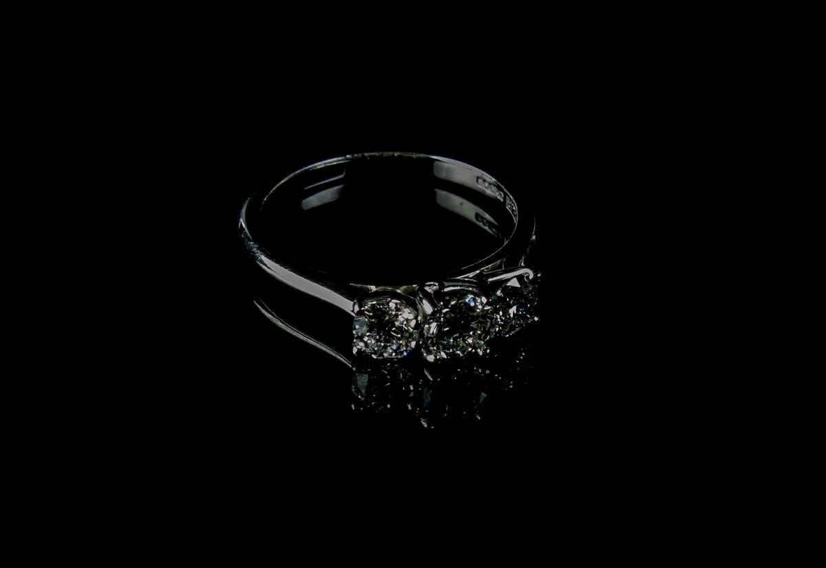 18ct White Gold Three Stone 1.00ct Diamond Ring