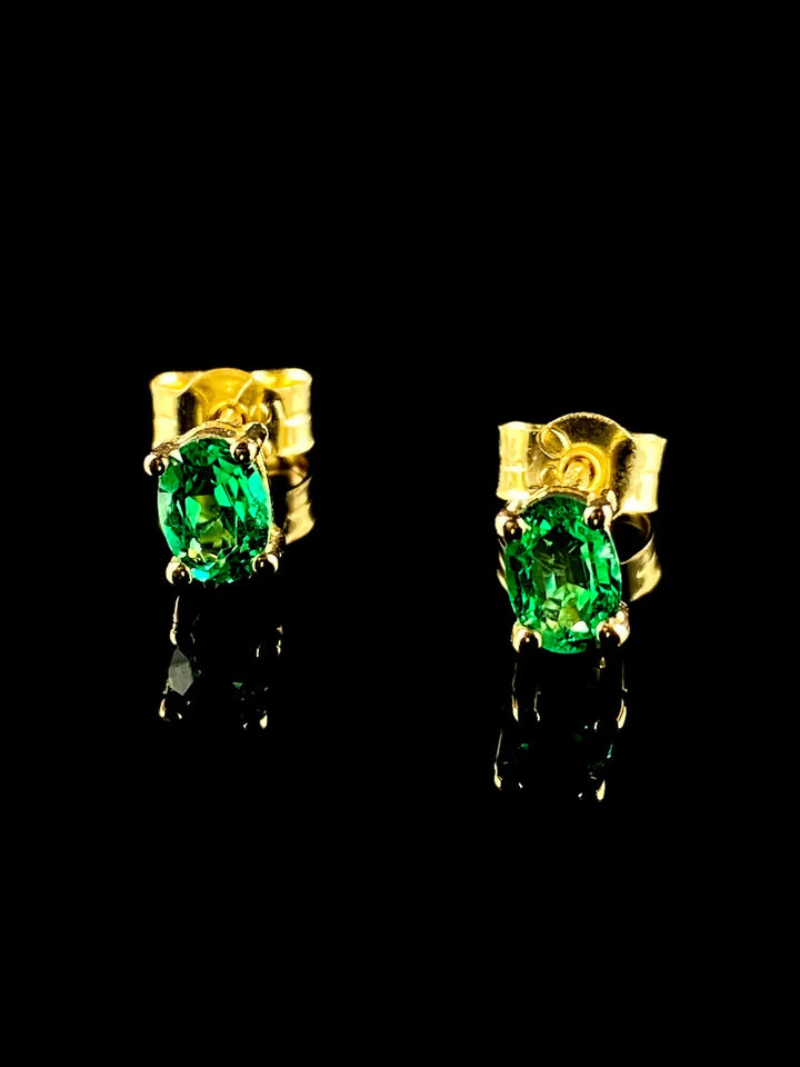 18ct Yellow Gold Emerald Stud Earrings, 0.56ct