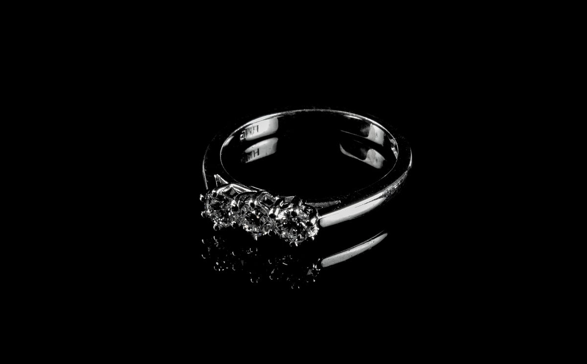 18ct Gold Three Stone Brilliant Cut 0.58ct Diamond Ring