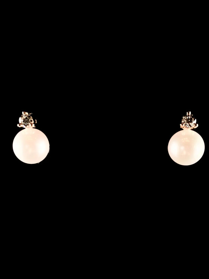 18ct Yellow Gold Akoya Pearl and 0.20ct Diamond Earrings