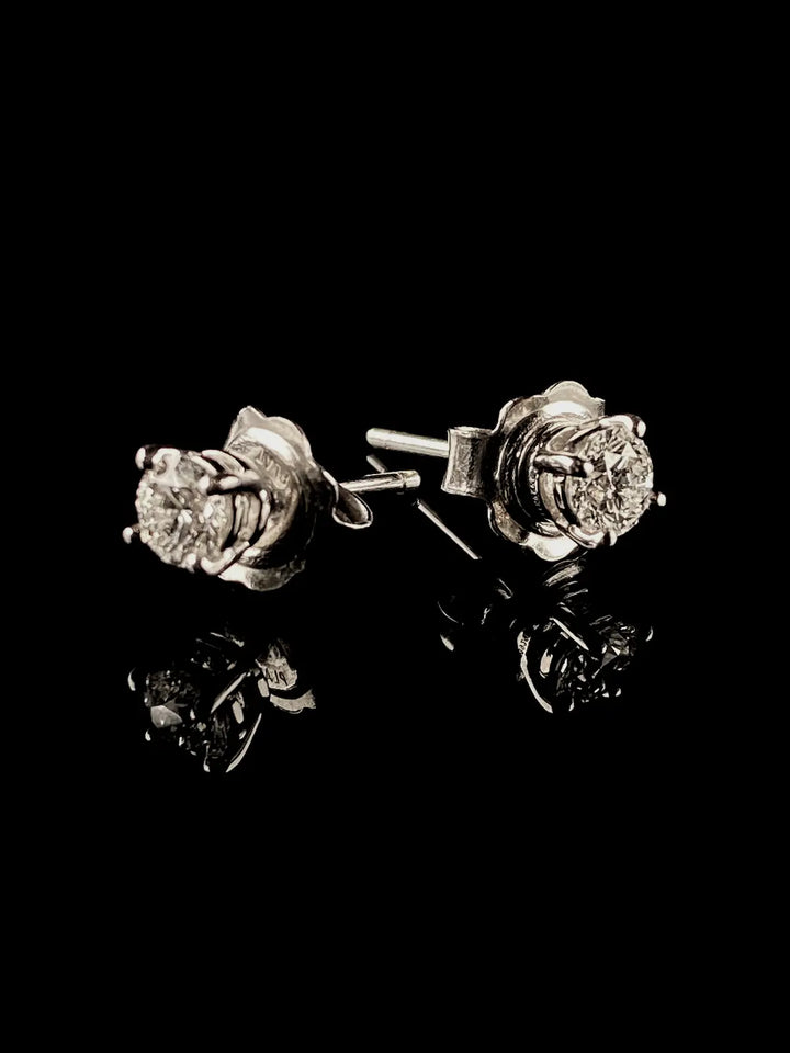 Platinum Single Stone Diamond Stud Earrings, 0.52ct