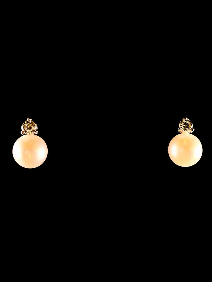 18ct White Gold Akoya Pearl and Diamond Earrings, 0.20ct