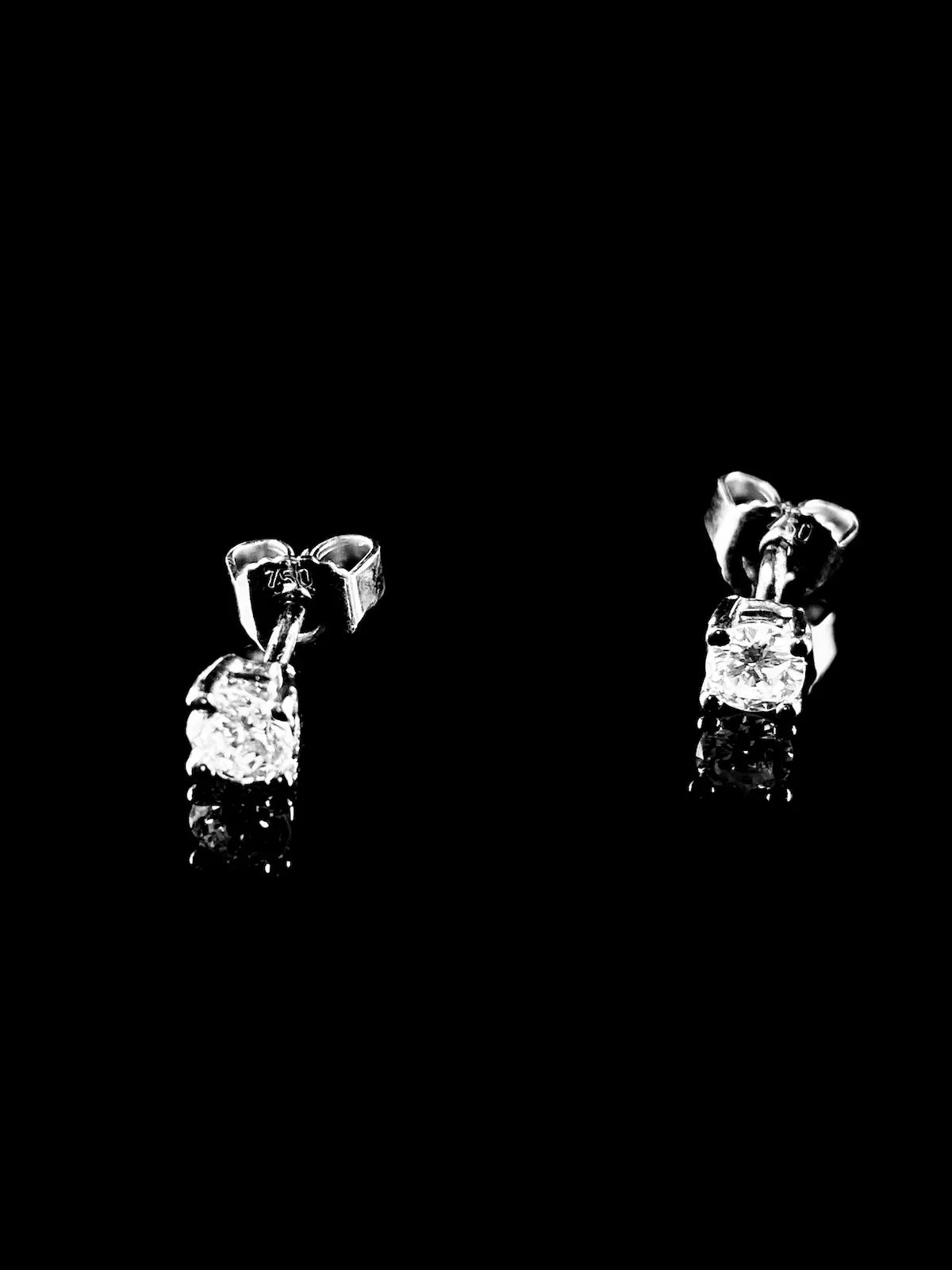 18ct White Gold Single Stone Diamond Stud Earrings, 0.40ct