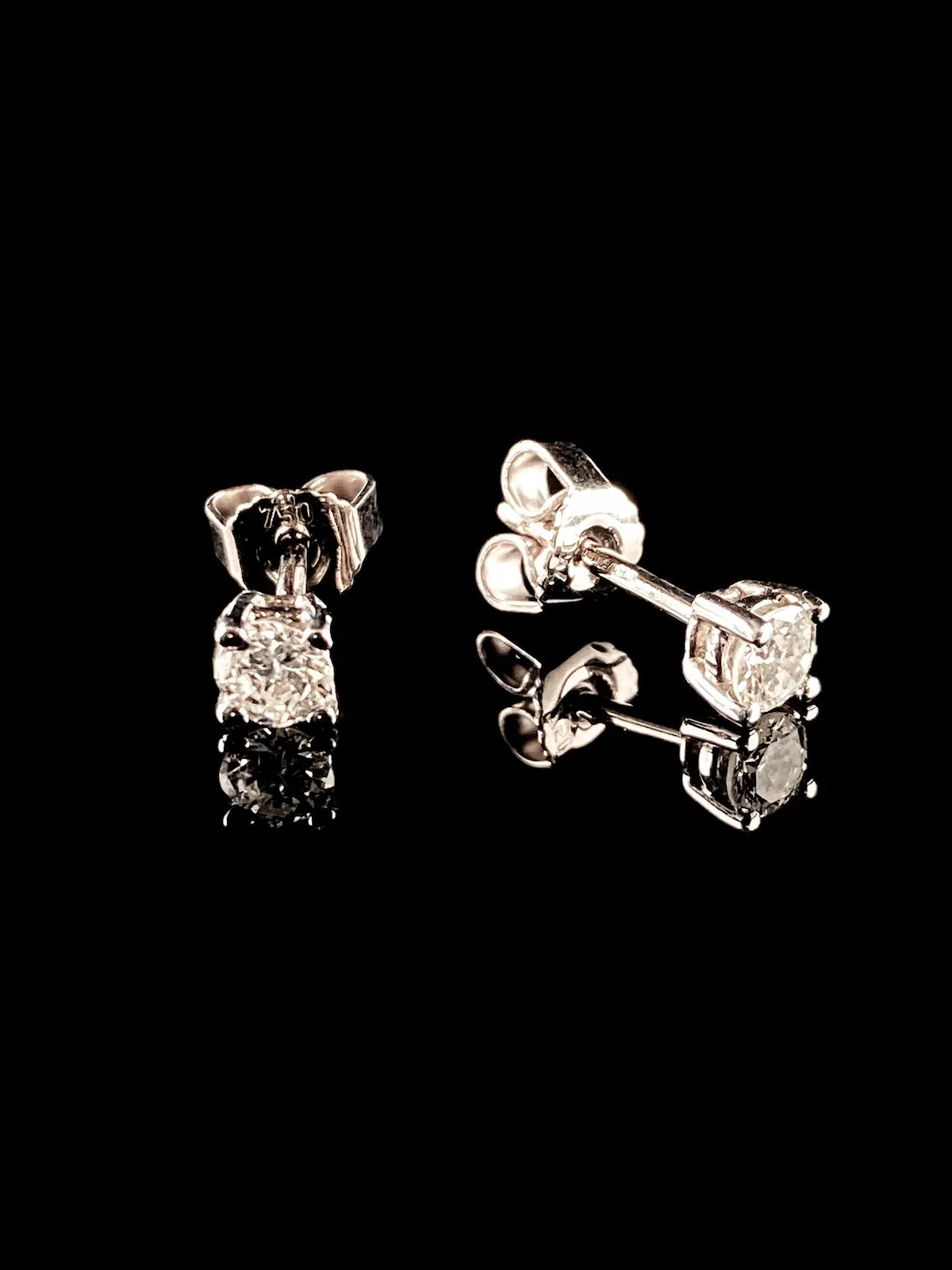 18ct White Gold Single Stone Diamond Stud Earrings, 0.40ct