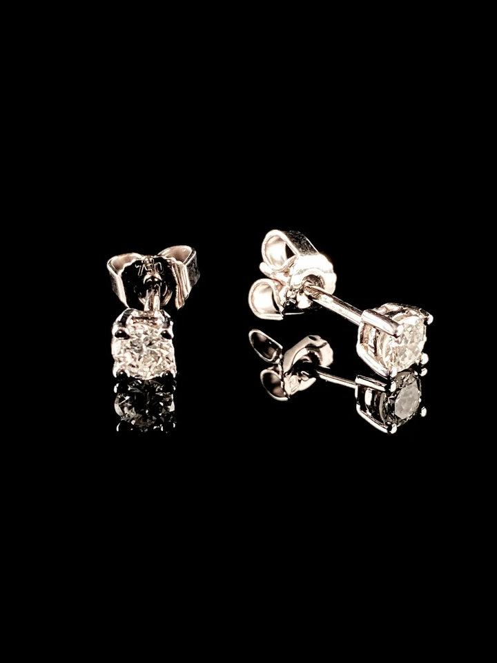18ct White Gold Single Stone Diamond Stud Earrings, 0.40ct