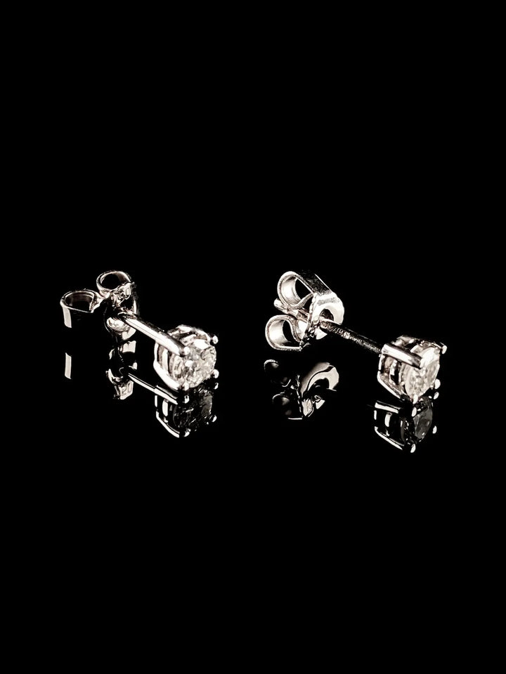 18ct White Gold Single Stone Diamond Stud Earrings, 0.40ct