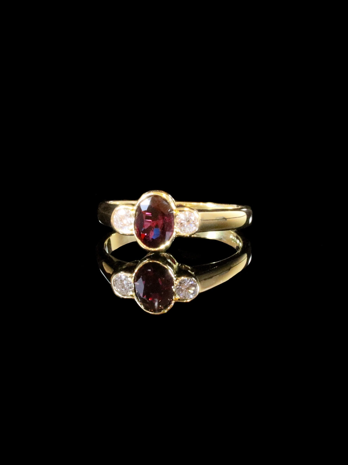 18ct Yellow Gold Three Stone 0.96ct Ruby and Diamond Ring