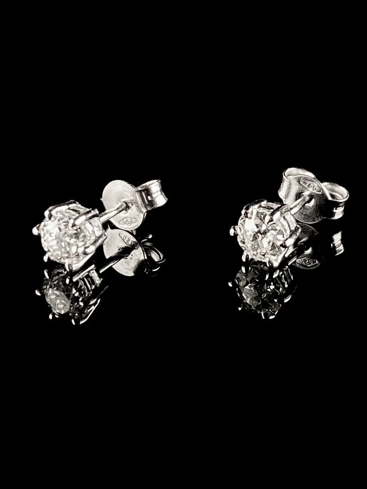 18ct White Gold Single Stone Diamond Stud Earrings, 1.05ct