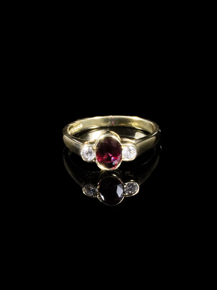 18ct Yellow Gold Three Stone 0.96ct Ruby and Diamond Ring