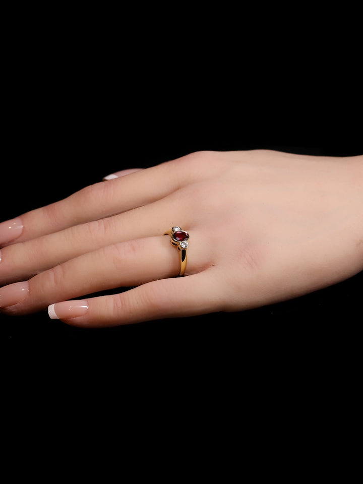 18ct Yellow Gold Three Stone 0.96ct Ruby and Diamond Ring