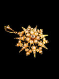 Antique Victorian 15ct Yellow Gold Starburst Diamond and Pearl Brooch/Pendant